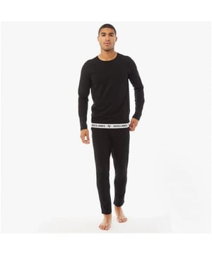 Jack &amp; Jones Jack &amp; Jones RICKO Mens Cotton T-Shirt And Trousers Lounge Set Black

 Upper Material: Cotton

Closure/Fastening: Pull-On

Features: Comfort,Lightweight

Toe Shape: Round

Item Weight: 1.5 KG

Clothing Fit: Regular

Heel Height: None

Single Or Multi Pack?: Single

Gift Boxed: No

Material Composition: 85% Cotton, 15% Viscose

Clothing Features: Elasticated Waistband on Trousers with Jack &amp; Jones Logo | Two Slip Pockets |Machine Washable at 40 Degrees Celsius
Product Code: 12201764-CN10