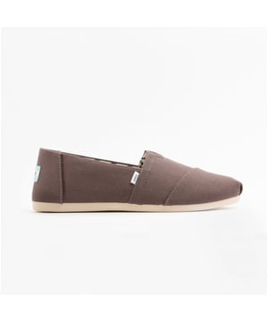 Womens Toms Recycled Cotton Canvas Alpargata Espadrille Pumps in ash.- Recycled cotton upper  lining and sock-liner made with 50% recycled cotton.- Classic Alpargata design.- Toe-stitch and elastic V for easy on and off.- Chevron patterned canvas lining.- Custom insoles made with 50% eco content including recycled PU foam.- Direct injection outsole for flexibility and durability with tread pattern for improved traction.- Toms branding to side and back of heel.- 100% vegan construction.- Textile upper  Textile lining  Synthetic and textile sole.- Ref: 10017749