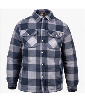 Dickies PORTLAND Herren Hemdjacke Blau\n\nVerschluss: Druckknopf\n\nEigenschaften: Warme Fütterung, Komfort\n\nArtikelgewicht: 0,728 KG\n\nMaterialzusammensetzung: Polyester\n\nKleidungsmerkmale: Hemd im Holzfäller-Stil mit langen Ärmeln, gepolsterte Fleece-Fütterung\nProduktcode: 36227-67575