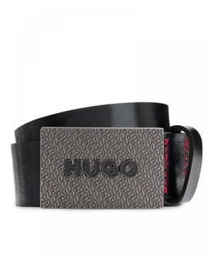 A signature belt by HUGO. Crafted in pull-up leather, this 3.5cm accessory features a plaque buckle with varied logo details. For the best fit, we advise ordering a belt one size larger than your waist size.
Engraved logo on closureWidth: 3,5 cm (1.4 inches)Hardware finishing: Matte black hardwarePartially lined
100% Cow leather
 
50536879
 
 
