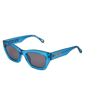 Zadig & Voltaire sunglasses with acetate frame.

 Shape and design:
 - These sunglasses have a rectangular silhouette.
 - The rectangular silhouette gives the glasses a modern and avant-garde look.

 Frame Material:
 - The frame of these sunglasses is made of acetate.
 - The use of acetate provides durability and lightness to the frame.
 - This makes the glasses durable and comfortable to wear.

 Sideburns:
 - The temples are also made of acetate, matching the frame material.
 - Acetate on the temples adds strength and stability to the structure of the glasses.

 Brand details:
 - Zadig & Voltaire icon engraving on temples.
 - These design elements help to clearly identify the model as part of the Zadig & Voltaire sunglasses collection.

 Glasses:
 - The lenses are of high quality.
 - 100% UVB 400 protection.

 The color of the sunglasses lenses may vary slightly from the images due to lighting effects or adjustments in the material finish, but they will always retain their style and quality!
 Measures: Lens height: 42 mm. Lens width: 52 mm. Bridge: 21 mm. Temples: 140 mm.
 Composition: Acetate
 Care:
Use a microfiber cloth.
 Avoid aggressive products.
 Wash with water and neutral soap.