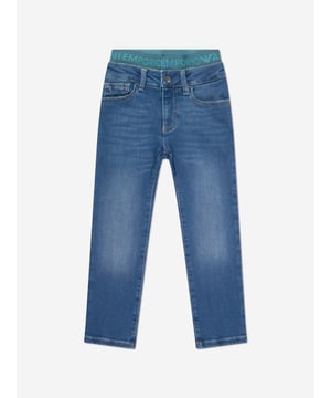 Introduce the sophisticated Boys Skinny Fit Jeans in Blue by Emporio Armani to your son's collection. This piece harmoniously blend elegance and comfort and is ideal for any occasion. Key features include:‚Chic Design: Radiates a high-end appeal with its suave and clean-cut silhouette, projecting an image of youthful sophistication on your young gent. ‚Top Quality: Crafted with premium denim that ensures durability and breathability without compromising comfort.‚Versatile: This classic blue jean, perfect for pairing with any attire, is an essential addition to your boy‚ wardrobe.‚Glamorize and modernize his look with these Boys Skinny Fit Jeans from Emporio Armani in Blue. Make a purchase now and let your boy dazzle in vogue!