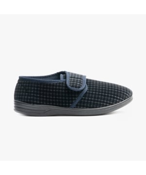 Jo &amp; Joe Jo &amp; Joe DAVID Mens Touch Fasten Slippers Navy

 Upper Material: Synthetic

Lining Material: Fabric

Sole Material: Synthetic

Closure/Fastening: Touch Fasten

Features: Comfort

Toe Shape: Round

Shoe Width: Regular

Item Weight: 0.64 KG

Heel Height: Flat (Under 2.5cm)

Shoe Shaft Height: Low Top

Slipper Style: Full Slipper

Gift Boxed: No
Product Code: DAVID/NVY