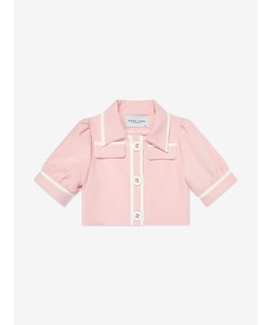 Mama Luma incorporate beautiful eco-friendly materials into their sophisticated handmade constructions. This girls pink shirt jacket is reflective of the Californian label's precision of beauty. It showcases a pointed collar, white trims, short puffy sleeves, large pearlescent buttons and front welt pockets.‚Cotton Lining ‚71% Polyester, 20% Viscose, 9% Elastane