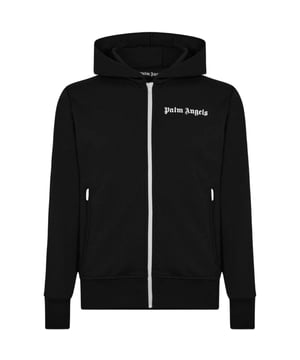 Presentamos el artículo Pam Angels, una incorporación imprescindible a tu guardarropa. Con su atrevido logo en la parte delantera, esta prenda es a la vez elegante y cómoda. No te lo pierdas, ¡consigue el tuyo ahora!, Corte estándar, Se adapta a la talla real, Hecho en Italia, Estampado del logo gótico de Palm Angels, 2 bolsillos delanteros, Con capucha, 100% poliéster, Chaqueta negra