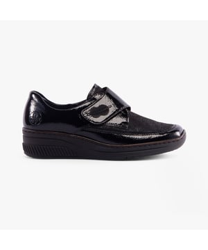 Rieker 487C0-00 Womens Shoes Black

 Upper Material: Faux Leather

Lining Material: Textile

Sole Material: Rubber

Closure/Fastening: Touch Fasten

Features: Comfort

Heel Type: Wedge

Toe Shape: Round

Shoe Width: Regular

Item Weight: 0.563 KG

Heel Height: Low (2.5-4.9cm)

Shoe Style: Casual

Gift Boxed: No
Product Code: 487C0-00