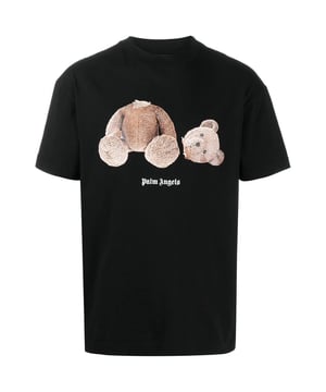 Ervaar tijdloze stijl en comfort met het Palm Angels-logo! Dit item heeft een klassiek ontwerp en is perfect voor dagelijks gebruik. Blijf warm en stijlvol en maak een statement met het iconische boxlogo. Geef je garderobe een boost met dit must-have-stuk!, logo op borst en achterkant, kenmerkende gotische merknaam Palm Angels, 100% katoen, gemaakt in Italië, ronde hals, zwart T-shirt