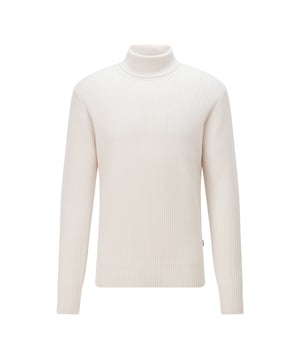 Heren Boss Ullo Sweater.- Turtle hals met ribstructuur.- Elegant merinowollen garen.- Ronde hals.- Groot breisel.- Lange mouwen.- Elastische manchetten en zoom. Materiaal: 100% wol. Ref: 50463039131.