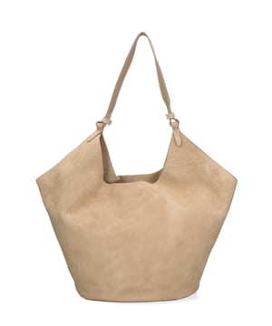 Bolso bandolera para mujer. El cierre está ausente. Los bolsillos internos son bolsos de mano. Los bolsillos externos están ausentes. Falta la correa para el hombro. El mango es de cuero. Hay un compartimento interno. El material exterior es ante auténtico. Internamente no está forrado. Medidas: 27x38x21,5 cm. Hecho en Italia