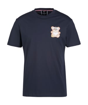 Das 19v69 ITALIA T-Shirt *RAFAEL TEDDY* kombiniert schlichten Stil mit einer verspielten Teddy-Stickerei. Der weiche Baumwollstoff sorgt für hohen Tragekomfort, während der klassische Rundhalsausschnitt den Look abrundet – perfekt für Freizeit und Streetwear.