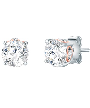 Timeless earrings is a basic for every jewelry box - like these bicolor ears of the Trilani label. The precisely faceted zirconia crystal conjures up a beguiling glitter on your earlobes. A symbolic detail for the second glance is the heart motif integrated in the side. Made of 925 sterling silver and rhodium and rose gold, the earrings in fans of silver and gold jewelry scores alike. The plugs can be carried for the office look as well as with casual leisure outfits. A practical plug -in closure simplifies and puts it on - for the best comfort.
