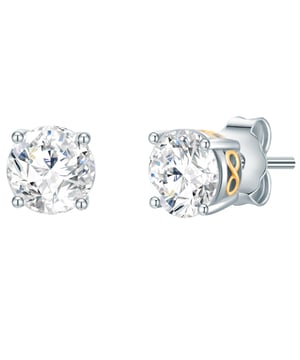 Timeless earrings is a basic for every jewelry box - like these bicolor ears of the Trilani label. The precisely faceted zirconia crystal ensures a beguiling glitter on your earlobes. A symbolic detail for the second glance is the infinitiy motif integrated on the side. Made of 925 sterling silver and rhodium and yellow gold, the earrings convinces fans of silver and gold jewelry alike. The plugs go with the office look as well as with casual leisure outfits and are guaranteed to be an Every Day Piece. A plug -in closure simplifies on and off - for optimal wearing comfort.