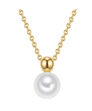 Are you looking for an accessory in a minimalist design that convinces without glamor? This chain of the label Valero Pearl is deliberately reduced to a exquisite freshwater breeding pearl as a soloist in a cleavage, combined with a delicate anchor chain and a simple spherical chain. A spring ring closure and a practical extension chain make the length adjustment straightforward. The chain and eyelet are made of 925 sterling silver and refined with yellow gold-a must-have for all lovers of the warm glossy precious metal and a perfect gift for all pearl fans!