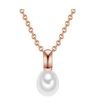 In order to get through everyday life in style and well -groomed, it often doesn't need much. A pretty blouse, a bright smile - and this simple and at the same time feminine necklace with trailer from the new collection of Valero Pearls. Their fine anchor chain members made of 925 sterling silver are covered with a noble glossy rose gilding, which conjures up a rosy appearance on their cleavage. Finally, there is also the subtle trailer, consisting of a rosé-plated pendant and a real freshwater breeding pearl in drop shape. Their uniform nature makes the stunning luster come into its own so that further decorative elements would only unnecessarily distract.