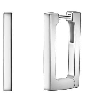 GENERAL INFORMATION:  • Earring type: Hoop earring  • Targetgroup: Female  MATERIAL:  • Basematerial: Sterling Silver  • Color Basematerial: Silver  • Alloy/Fineness: 925/-  • Coating/Plating: Rhodium plated  • Surface Treatment: High-gloss polished  DIMENSIONS:  • Earring height mm, approx.: 19,7  • Earring width mm, approx.: 2,2