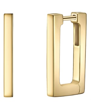 GENERAL INFORMATION:  • Earring type: Hoop earring  • Targetgroup: Female  MATERIAL:  • Basematerial: Sterling Silver  • Color Basematerial: Yellowgold  • Alloy/Fineness: 925/-  • Coating/Plating: yellow gold plated 14 carat  • Surface Treatment: High-gloss polished  DIMENSIONS:  • Earring height mm, approx.: 19,7  • Earring width mm, approx.: 2,2