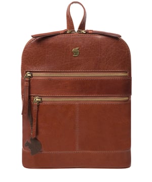 Handcrafted from natural leather for a beautifully textured finish the 'Francisca' backpack from Conkca London features plentiful on-the-go storage. The main zipped compartment comes lined with natural and untreated 100% cotton with two interior pockets, ideal for a smartphone and keys. Dual zips on the front of the backpack provide extra storage solutions. Comes with adjustable and durable fabric shoulder straps finished with the inimitable Conkca squirrel logo and charm.