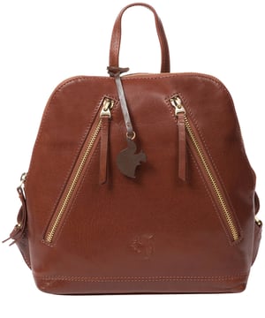 Handcrafted from full grain leather, the 'Zoe' backpack from Conkca London takes the classic design, elevated by contemporary touches. A unique zip-round fastening conceals a 100% cotton lined, spacious compartment complemented by two angled zipped pockets on the front of the bag, ideal for on-the-go storage. This accessory is adorned with adjustable fabric shoulder straps and a leather grab handle. Finished with the inimitable Conkca London squirrel charm and embossed Conkca London logo.