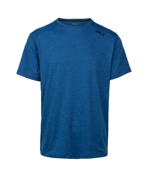 92% Polyester, 8% Elastane. Fabric: Knitted, Marl. Design: Stripe Detail. Neckline: Round Neck. Sleeve-Type: Short-Sleeved. Fabric Technology: Anti-Bacterial, DLX, Quick Dry. XXS: 33 in. XS: 35 in. S: 37 in. M: 40 in. L: 43 in. XL: 46 in. XXL: 48 in. 3XL: 50 in.