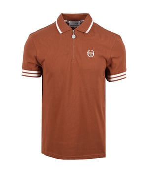 Sergio Tacchini New Iceberg Zip Polo in Brown
Elevate your warm-weather style with the Sergio Tacchini New Iceberg 1/4 Zip Polo Shirt in Mocha Bisque. This refined polo offers a fresh, understated aesthetic, perfect for adding a touch of sophistication to your smart-casual wardrobe.   
 
Crafted from premium 100% pique cotton, this polo ensures breathable comfort throughout the day. The elegant Mocha Bisque hue is complemented by a clean 1/4 zip closure and classic short sleeves, making it ideal for layering or wearing on its own.
 
Features

1/4 Zip Closure: Adds a contemporary touch and allows for adjustable ventilation.   
Ribbed Tipped Collar & Cuffs: Provide a polished finish and enhance the silhouette.
Embroidered Sergio Tacchini Logo: A subtle yet iconic branding detail on the left chest.   
Short Sleeves: Ideal for warmer days.Made from 100% cotton
Style code: STM12136