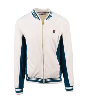 Fila Vintage Miguel Track Jacket in Gardenia/Deep Lagoon
Step into timeless sportswear luxury with the FILA Miguel Velour Archive Track Jacket. This isn't just your average track jacket; it's a statement piece crafted from sumptuous, premium velour, offering an unparalleled blend of comfort and sophisticated style.
 
Inspired by FILA's rich heritage, the Miguel Track Jacket features classic retro details that pay homage to iconic sportswear designs. The plush velour fabric provides a soft, luxurious feel, making it perfect for both relaxed lounging and stylish layering.

 
Features

Premium Velour Fabric: Crafted from a high-quality 95% polyester and 5% elastane velour (280 GSM) for a soft, opulent feel.   
Vintage-Inspired Design: Retro details and a classic silhouette capture FILA's iconic sportswear aesthetic.
Modern Fit: Designed for a contemporary look that complements any wardrobe.
Zip Fastening: Secure and stylish front zip closure.   
Practical Pockets: Convenient pockets for storing essentials.
High Collar: Provides added warmth and a sleek, sporty look.   
FILA Logo Branded: Authentic FILA branding for a touch of heritage.
Eye-Catching Colourway: Gardenia/Deep Lagoon colour composition ensures a stand-out look.
Style code: SS25MH012