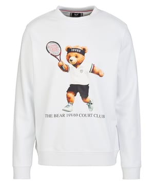 Het 19v69 ITALIA sweatshirt *NICO TENNIS TEDDY* combineert een sportieve stijl met een speelse teddyprint. De zachte materiaalmix maakt het comfortabel om te dragen, terwijl de klassieke ronde halslijn een casual look afrondt die perfect is voor vrije tijd en streetwear.