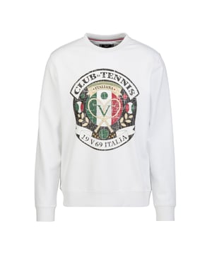 Das 19v69 ITALIA Sweatshirt *NICO TENNIS* kombiniert sportlichen Stil mit einem auffälligen Tennis-Logoprint. Der hochwertige Materialmix sorgt für angenehmen Tragekomfort, während der klassische Rundhalsausschnitt den Look abrundet – ideal für Freizeit und Streetwear.