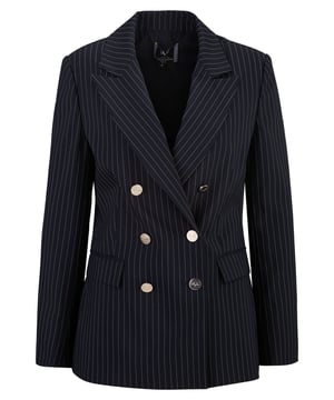De AMANDA STRIPE damesblazer van 19V69 Italia by Versace maakt indruk met zijn elegante krijtstreepdessin en double-breasted knopenlijst, wat zorgt voor een stijlvolle look. De getailleerde snit creëert een vrouwelijk silhouet, terwijl de hoogwaardige geweven stof comfortabel is om te dragen. Perfect voor zakelijke looks of chique alledaagse outfits.