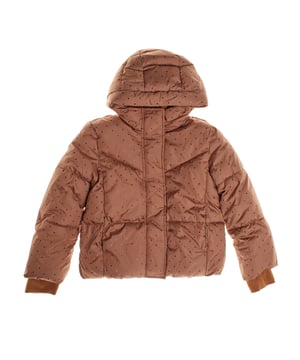 Winter jacket for girls designed to keep you warm and comfortable on the coldest days.

 The interior is lined with soft fleece, offering a warm and cozy feel.

 The outer layer is padded and waterproof, providing protection from rain and wind.

 It features a front zipper closure covered by a buttoned flap, which includes additional face mask-type protection.

 Slanted front pockets provide space for hand or small items, while the fleece-lined hood adds an extra touch of warmth.

 The long sleeves include elastic cuffs that fit comfortably, and on the inside, at waist level, there is an adjustable elastic with buttons to ensure a better fit and keep the body warm.

 It is an ideal garment for cold and rainy days, keeping girls warm and protected.
 Composition: Shell: 100% Polyester; Inner: 100% Polyester; Filling: 100% Polyester
 Care:
- Machine wash cold on delicate cycle.
 - Use non-chlorine bleach when necessary.
 - Do not dry clean.