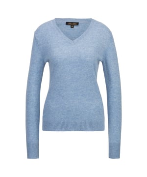 Der Kashmir V-Pullover von DINE 'N' DANCE vereint zeitlose Eleganz mit luxuriösem Tragekomfort. Aus hochwertigem Kashmir gefertigt, bietet er ein besonders weiches Gefühl auf der Haut. Der V-Ausschnitt sorgt für eine schmeichelhafte Passform und vielseitige Kombinationsmöglichkeiten – ideal für stilbewusste Looks.