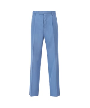 Invest in your smart rotation with these BOSS Pris Trousers  perfect for formal attire. Crafted in a virgin wool fabric with viscose lining  these trousers feature a belted waistline  two front pockets and back pockets  zipped fly with double clasp fastening. The look is finished off in a regular fit style. Pair with a shirt and jacket or build a three piece suit for a classic luxury aesthetic. Material 100% virgin wool. Lining 100% viscose. Pocket lining  100% cotton. Dry clean only.