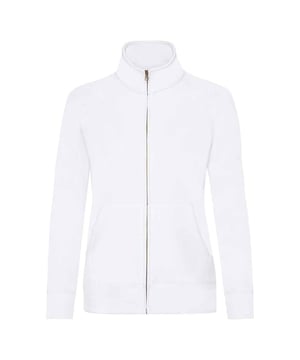 Materialzusammensetzung (%): 70% Baumwolle, 30% Polyester. Gewebe: Single Jersey. Design: Unifarben. GSM (Gramm pro Quadratmeter): 260. Durchgehender Reißverschluss, Metall-Reißverschluss. Auschneidbares Etikett, Ausschnitt mit Band. Bündchen: gerippt. Passform: Weibliche Passform. Taschenart: 2 Vordertaschen. Nachhaltigkeit: Amfori-Freigabe, Better Cotton Initiative, BSCI, Verein für faire Arbeit, Oeko-Tex Standard 100 zertifiziert, WRAP Zertifikat. Langärmlig, Raglanärmel. Rollkragen.