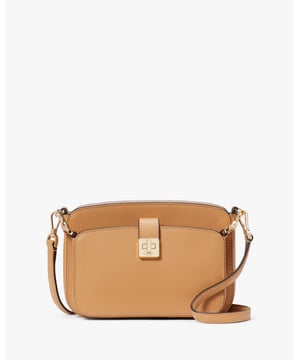 Phoebe Refined Grain Leather Turnlock Crossbody Duo, Metal Pinmount Logo, 3 Credit Card Slots, Back Pouch,  Length: 20.20 Cm,  Width: 13.70 Cm,  Height: 3.50 Cm