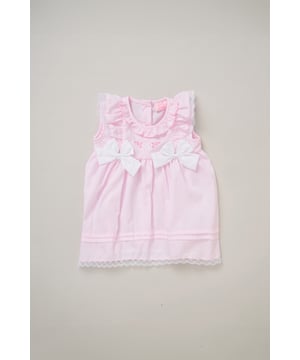 This outfit set by Rockabye Baby Boutique includes a sweet dress, matching knickers, and a coordinating headband, all decorated with an adorable bow theme. Perfect for special occasions or everyday wear, this set combines style, comfort, and playful detail for your little one’s wardrobe.