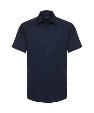 70% Katoen, 30% Polyester. Ontwerp: Eenvoudig. Bevestiging: Knop. Halslijn: Collared. Mouwtype: Korte mouwen. Gebogen zoom. Lengte: R.