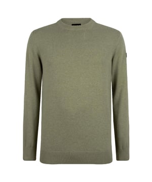 Suéter de punto con cuello redondo R-Neck Presly & Sun en color verde.