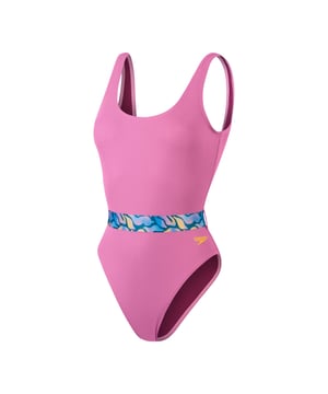 Womens Speedo Belted Deep U-Back 1 Piece Swimsuit in pink.Jump into the textured swimwear trend wearing this gorgeous purple U-Back swimsuit  which is cut from a comfortable and stylish ribbed-texture nylon fabric. The scoop neck  stunning deep U back  and high-cut leg provide an on-trend fit that’s comfortable and modern. We’ve lined this swimsuit at the front and back for your comfort and modesty. Made using recycled Nylon yarnsRef: 800307415354Please note that returns will only be accepted if the hygiene label is still attached to the product.