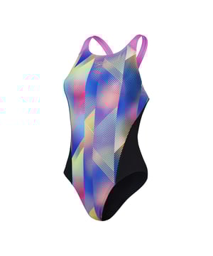 Womens Speedo Allover Digital Recordbreaker 1 Piece Swimsuit in multi colour.Invigorate your training wearing our striking record-breaker swimsuit.  The Recordbreaker teams a medium leg with an open back and straps that sit between the shoulder blades for improved freedom of movement.  It’s made from our durable Endurance+ fabric  which is quick-drying and 100% chlorine-resistant. Plus  the Polyester yarn in the Endurance+ fabric is made from 100% post-consumer waste  such as recycled plastic bottlesRef: 800381617591Please note that returns will only be accepted if the hygiene label is still attached to the product.