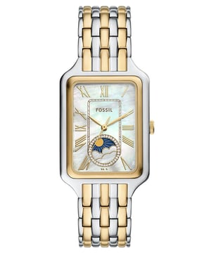 Diese Fossil Raquel Analog Uhr für  Damen ist das perfekte Accessoire zum tragen oder verschenken. Ihr Mehrfarbig  Rechteckig Gehäuse kombiniert mit dem bequemen Mehrfarbig Armband aus  Edelstahl garantiert, dass Sie diese atemberaubende Uhr kompromisslos genießen werden. Angetrieben von einem hochwertigen Quarz Uhrwerk und wasserdicht bis 5 bars, läuft Ihre Uhr stets weiter. Elegante und modische Uhr, die für das tägliche Leben jeder Frau geeignet ist. Diese hochwertige Uhr hat ein Mehrfarbig Edelstahl Band ( 19 cm Länge und 17 mm Breite) mit einer Faltschließe mit Druckverschluss Gehäusemessung: 28 X 38 mm,Gehäuse Höhe: 8 mm, Gehäusefarbe: Mehrfarbig, Zifferblattfarbe: Perlmutt