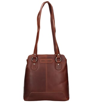 Bolso bandolera convertible en mochila de hombre. El cierre es con cremallera. Los bolsillos internos son dos con cremallera y dos abiertos. Los bolsillos externos son uno en la espalda con cremallera. La bandolera es ajustable en piel. El mango es de piel. Hay dos compartimentos internos. El material exterior es auténtica piel de becerro engrasada. Internamente está forrado en tejido 70% algodón - 30% poliéster. Medidas: 19x27x11 cm. Producto de moda