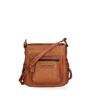 Bolso bandolera para hombre. El cierre es con cremallera. Los bolsillos internos son uno con cremallera y otro abierto. Los bolsillos externos son uno frontal con cremallera, uno trasero con cremallera y dos laterales con cremallera. La bandolera es ajustable en piel. Falta el mango. Hay dos compartimentos internos. El material exterior es auténtica piel de becerro engrasada. Internamente está forrado en tejido 70% algodón - 30% poliéster. Medidas: 23x21x10 cm. Producto de moda