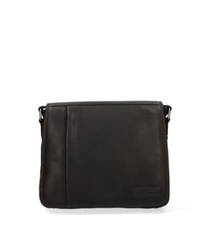 Bolso bandolera para hombre. El cierre es con botón magnético. Los bolsillos internos son dos con cremallera y dos abiertos. Los bolsillos externos son un bolsillo con cremallera y un bolsillo frontal abierto y un bolsillo trasero con cremallera. La bandolera es ajustable en piel. Falta el mango. Hay dos compartimentos internos. El material exterior es auténtica piel de becerro engrasada. Internamente está forrado en tejido 70% algodón - 30% poliéster. Medidas: 32x28x10 cm. Producto de moda