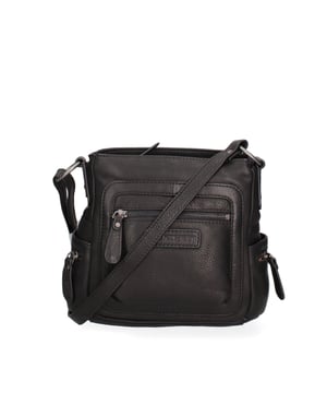 Bolso bandolera para hombre. El cierre es con cremallera. Los bolsillos internos son uno con cremallera y otro abierto. Los bolsillos externos son uno frontal con cremallera, uno trasero con cremallera y dos laterales con cremallera. La bandolera es ajustable en piel. Falta el mango. Hay dos compartimentos internos. El material exterior es auténtica piel de becerro engrasada. Internamente está forrado en tejido 70% algodón - 30% poliéster. Medidas: 23x21x10 cm. Producto de moda