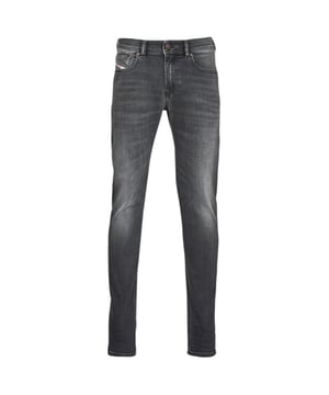Diesel donkergrijze spijkerbroek, knoopgulp, Diesel-branding, gemaakt in Roemenië, 96% katoen, 3% elastomultiester, 1% elastaan, skinny fit, Diesel-branding