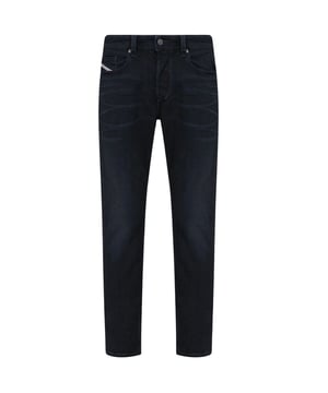 Pantalones de mezclilla azul Diesel, bragueta de botones, 99 % algodón, 1 % elastano Denim elástico, hecho en Túnez, pernera recta, insignia de la marca Diesel