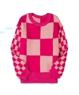 Diseño de hombro caído para estilo y facilidad de movimiento  
Patrón a cuadros mixto para un aspecto moderno y dinámico  
Cuello redondo clásico para un atractivo atemporal y versátil  
Construcción de punto para calor y comodidad  
Material: 100% Acrílico