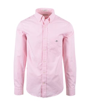 Gant Reg Dobby Dot Stripe Shirt in Geranium Pink
Elevate your casual style with the Gant Reg Dobby Dot Stripe Shirt in a vibrant geranium pink. This shirt is expertly crafted from premium 100% cotton, offering exceptional comfort and breathability throughout the day. The unique dobby dot and yarn-dyed stripe design adds a touch of texture and visual interest, making it a standout piece in your wardrobe.   
 
Designed for a classic regular fit, this shirt features a timeless button-down collar, a practical chest pocket, and adjustable cuffs for a personalised feel. The curved hem ensures a clean and polished look, whether worn tucked or untucked.   
 
Attention to detail is paramount, with recycled polyester buttons contributing to a more sustainable approach. A subtle yet iconic GANT shield graphic is embroidered at the chest, signifying the brand's heritage and quality.
 
Features

100% Premium Cotton
Dobby Dot and Yarn-Dyed Stripe Design
Regular Fit
Button-Down Collar
Chest Pocket
Adjustable Cuffs
Curved Hem
Recycled Polyester Buttons
Embroidered GANT Shield Graphic
Style code: 3250081