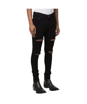 Pantalones vaqueros negros Amiri, bragueta de botones, 98 % algodón, 2 % elastano, fabricados en EE. UU., pernera recta, insignia de la marca Amiri