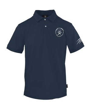 Plein Sport Blaues Poloshirt, 100 % Baumwolle, Knopfverschluss. Kurzarm, Kragen, Plein-Markenabzeichen, blaues Polo.