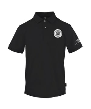Plein Sport Black Polo Shirt, 100% Cotton, Button Closure. Short Sleeve, Collar, Plein Branded Badges, Black Polo